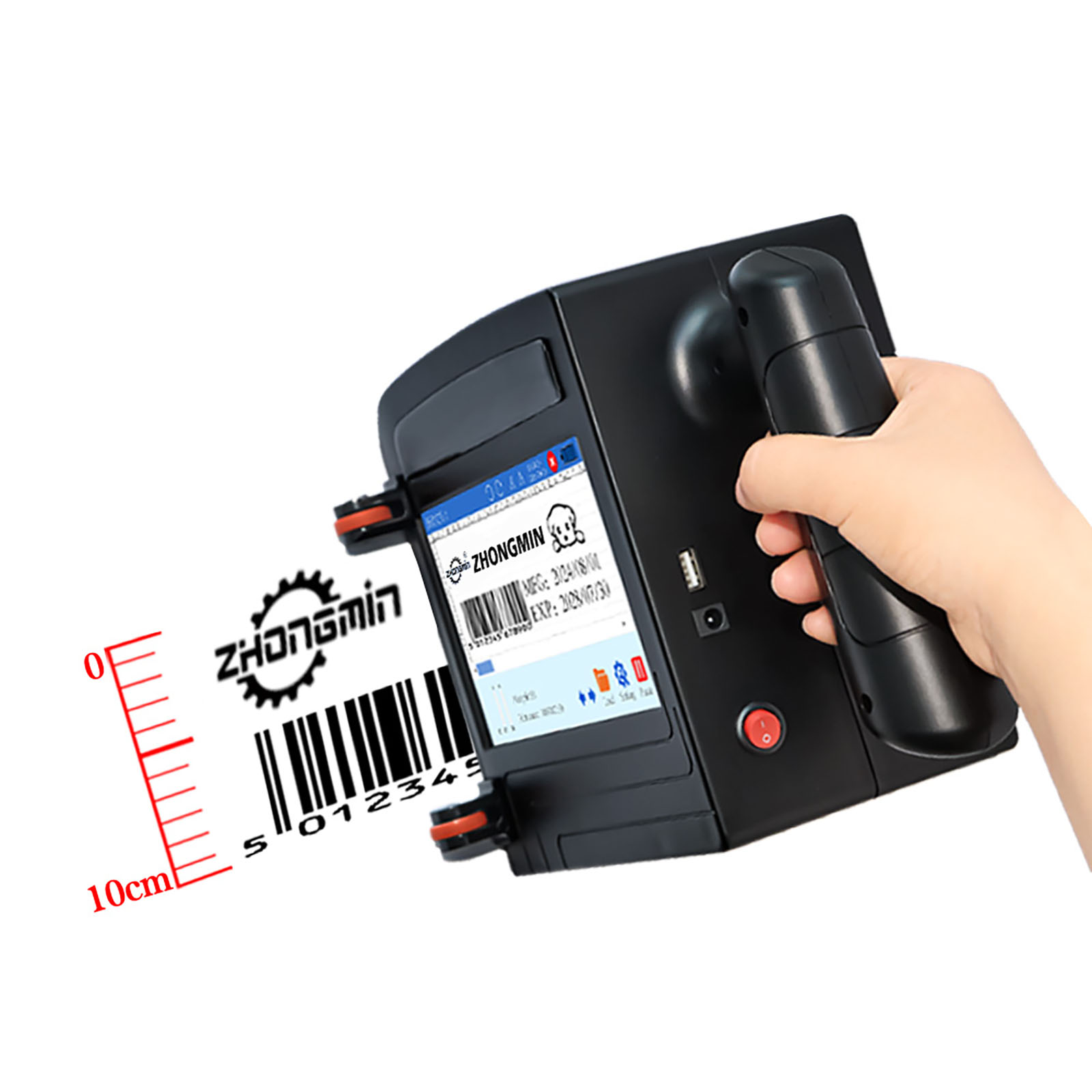 Barcode Printer - ZM-C100 10CM Portable Handheld Inkjet Printer