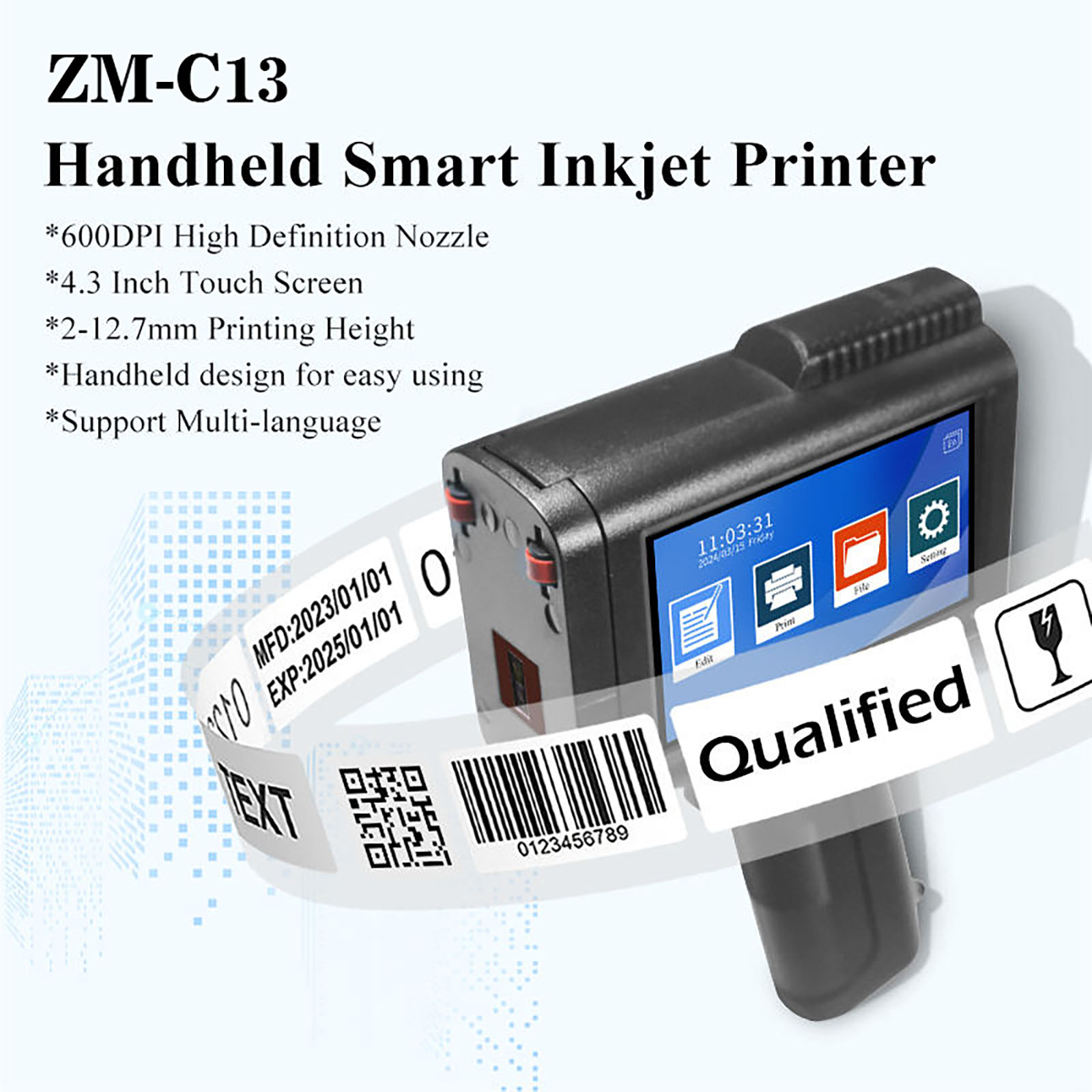 ZM-C13 12.7mm Handheld Inkjet  - Barcode Printer review and price